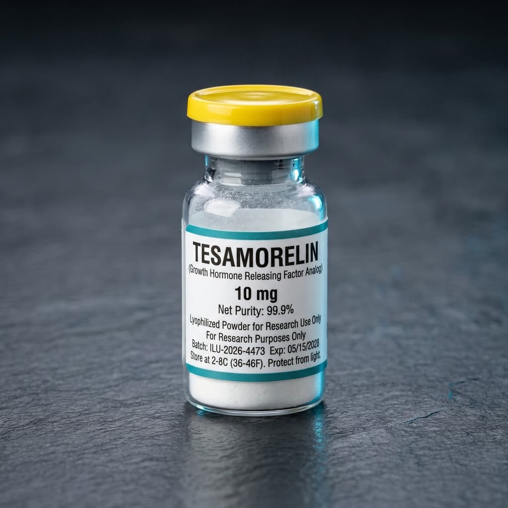 Tesamorelin research peptide vial